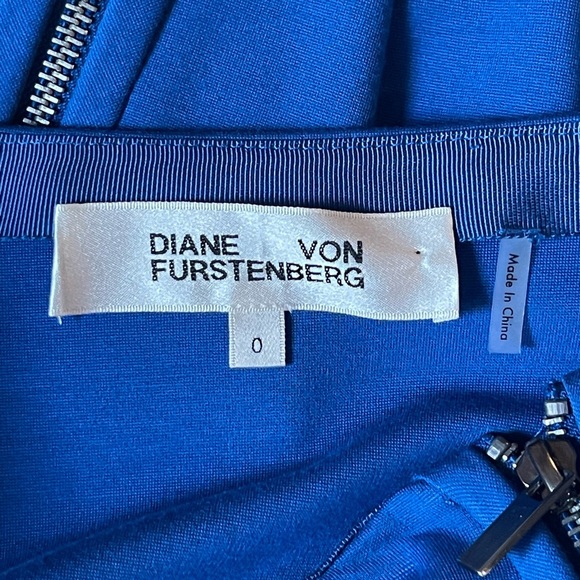 Diane Von Furstenberg DVF Noemi Double Side Zipper Skirt Elegant Royal Blue Sz 0 - Picture 6 of 7